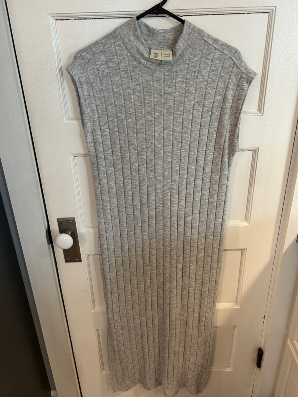 Anthropologie Sleeveless Gray Ribbed Maxi Dress - Classic Minimalist Style